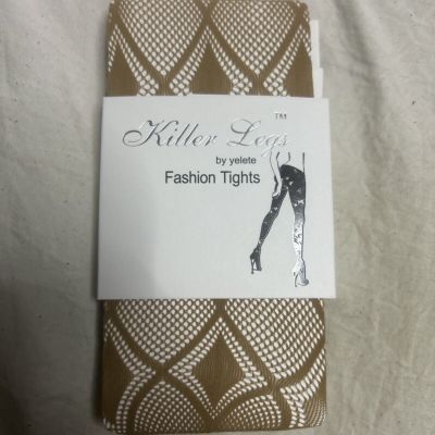 Beige Diamond Pantyhose Fishnet By Yelete Killer Legs