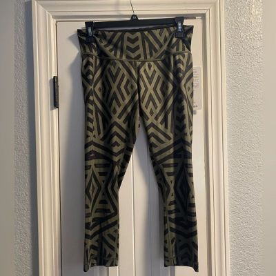 Lululemon Wunder Under Crop II Leggings Chevron Green Black Workout Size 8 NWT