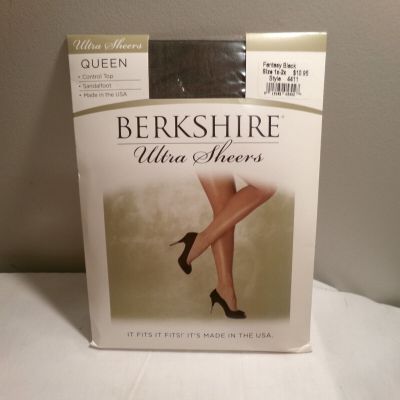 Berkshire Ultra Sheer Queen Control Top Pantyhose Fantasy Black 4411
