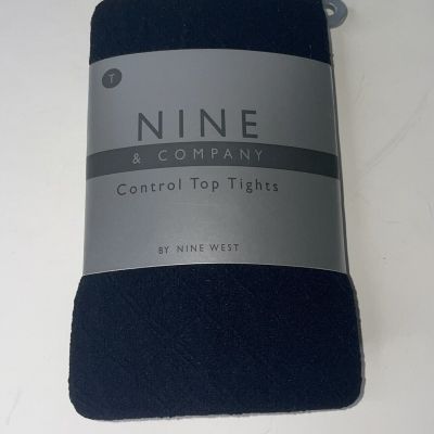 Control Top Tights Navy Size Tall Diamond Pattern Blue Nine & Company