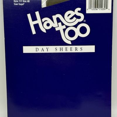 Hanes Too Day Sheers Panty Hose Size AB Town Taupe Sandalfoot New