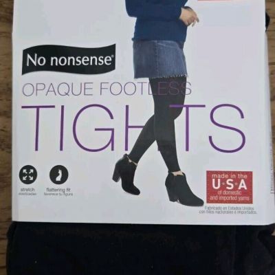 No nonsense Black Opaque Footless Tights-Comfort Waist-Nylon/Spandex-Size 2x