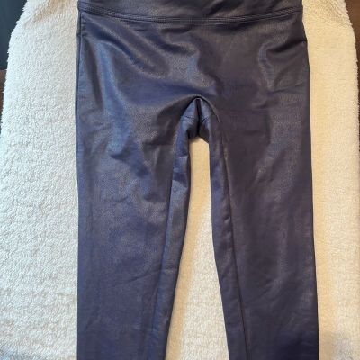 ALL WORTHY The Ultimate Leather look Legging navy blue workout size Small