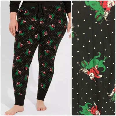 Torrid Santa Dinosaur Holiday Foxy Full Length Sleep Legging Black Plus Size 2X