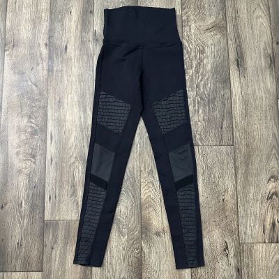 Alo Yoga Black Moto Style Full Length Leggings Women's