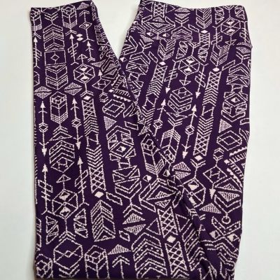 NEW LuLaRoe TC Leggings PURPLE WHITE Art AZTEC Southwest Western SW Line STRIPE