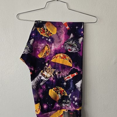 Fun CATS & TACOS Leggings Space Tabasco  Stretch Pull On SZ 21 XXXL 3XL