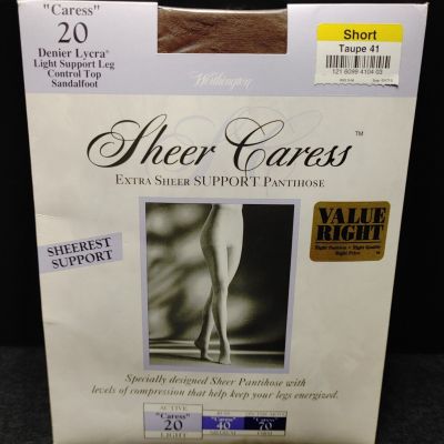 Worthington Pantyhose Short Taupe Sheer Caress #20 Light Support Leg Control Top