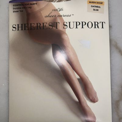 Sheer Caress Sheerest Support Pantyhose Queen Short Control Top Silky Nylon