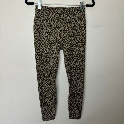 Varley Leggings Women's Medium Brown Leopard Print High Rise Athletic Animal