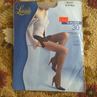 New Levante Gaudi 30 Control Top Pantyhose Size 4 XT Miele Nude Made Italy