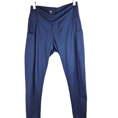 Iuga Yoga Pants Womens Medium Blue Pockets Capri Leggings Workout Gym Casual