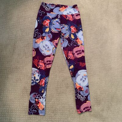 Lularoe One Size Leggings Mickey Minnie Mouse Faces Disney Unicorn Rare Purple