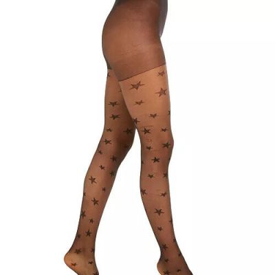 INC International Concepts Women’s Sheer Star Tights (Black L/XL)