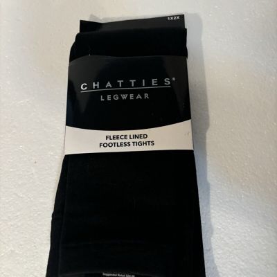 Chatties Legwear Fleece Footless Tights Black 1X2X