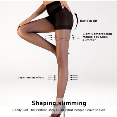 (4)Women's 20D Sheer Black Tights - Ultra Soft Nylon Tights High Waist Pantyhose