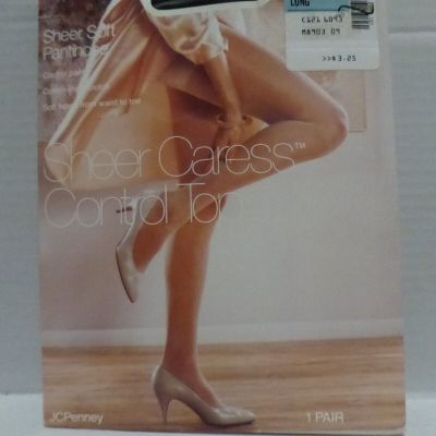 JCPENNEY Sheer Caress Control Top Sheer Soft Pantyhose Long Off Black