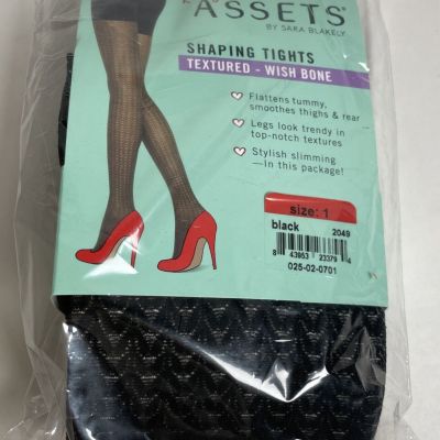 Assets by Sara Blakely Spanx Shaping Tights Textured Wishbone Black Sz 1 2049