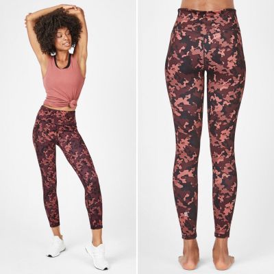 SWEATY BETTY Super Sculpt 7/8 Leggings In Rust Camo Sz XS High Waist Gym Workout