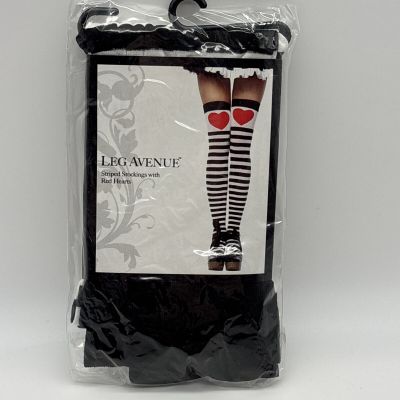 Thigh High Stockings Black/White heart leg avenue #6008