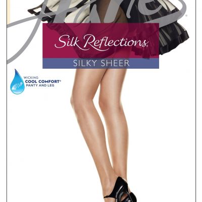 Hanes Reinforced Toe Pantyhose Silk Reflections Control Top 4-Pack Silky Sheer