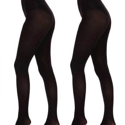 2 Pairs WomenS Black Tights 60D Solid Color Soft Opaque Microfiber Tights