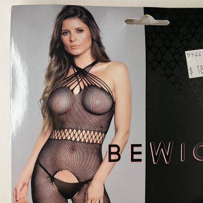 Be Wicked Criss Cross Bodystocking Strappy Halter Neck Sleeveless Fishnet 1891