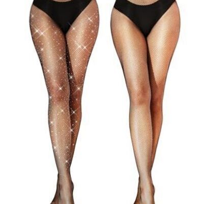 2 Pairs Fishnet Stockings for Women Fishnet Tights One Size Black Small Mesh-2