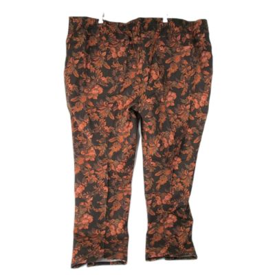 Isaac Mizrahi Live Leggings 30W Brown/Orange Cotton Rayon Blend Pocket (B17-184)