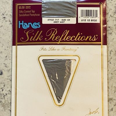 Hanes SILK REFLECTIONS Pantyhose 717~Size CD~GREY MIST Silky CONTROL TOP 1989