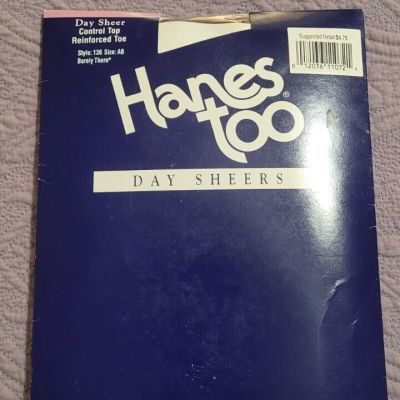 Hanes Too Day Sheers Control Top Reinforced Toe Size AB barely There 4'11