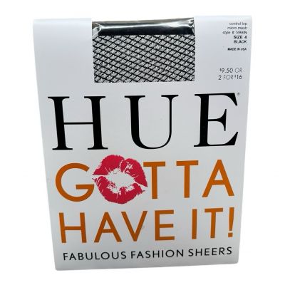 HUE - Gotta Have It, Control Top Micro Mesh Pantyhose, 5966N, Black, Size 4