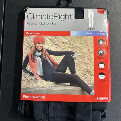 NEW Cuddl Duds Climate Right Plush Warmth Leggings Frigid Women's Small Black