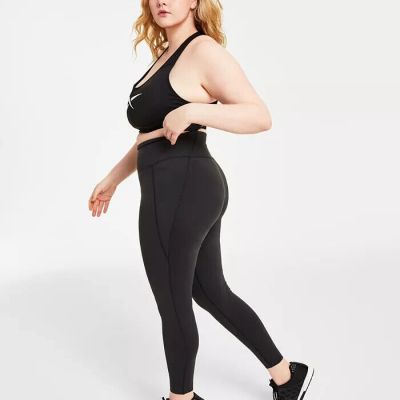 Reebok Plus Size Lux High Rise 3/4 Leggings Women's 2X Black Solid Elastic Waist