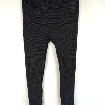 NEW $29 Lane Bryant Black Silver Shimmer Seamless Thick Knit Leggings Size C/D