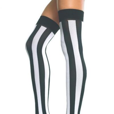 NEW sexy MUSIC LEGS thick OPAQUE vertical STRIPED thigh HIGHS stockings NYLONS