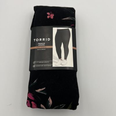 Torrid Tally Floral Deep Black Full Length Legging - Size 00