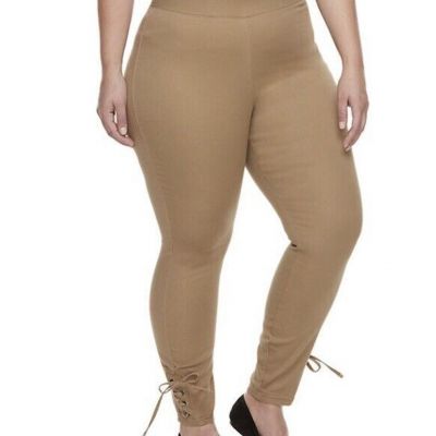 Utopia Twill Skimmer Leggings Pants size 2X $46 27” inseam NWT Khaki New