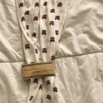 Rare NWT Aspen designs Republican Thigh Highs Trump Inauguration Elephants