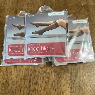 *Walgreens Plus Size Comfort Top Knee Highs Sealed Off Black 5 x 2 Pair Packs