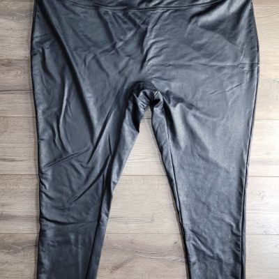 All Worthy Women's Faux Leather Leggings Size:3X Color: Black