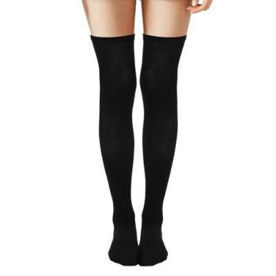 Black Knee High Socks for Women, 1 Pair 20.8