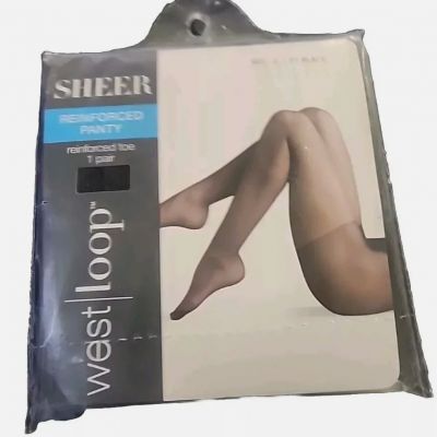 West Loop Ultra Sheer Toe Control Top Size C - Jet Black Hosiery