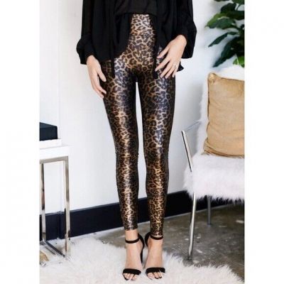 Spanx Faux Leather Leopard Leggings SZ XS