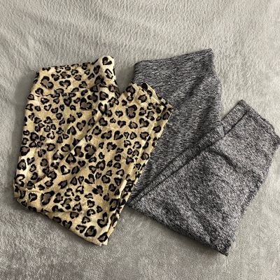 Feather Womens Leggings 2 Pack Cheetah Print Solid Casual Leggings Size 3X