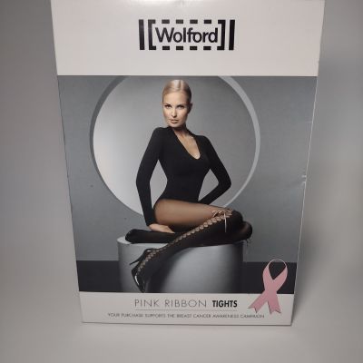 Pink Ribbon Tights by Wolford Small Black Pink Tights with Bows