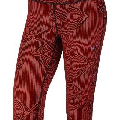 Nike Red Cropped Leggings Workout Zen Epic Run Capri Red and Black, Size S