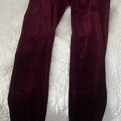 SPANX Shiny Velvet High Waisted Women's Leggings Rich Burgundy SIze L Large