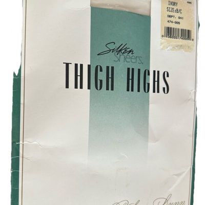 Silken Sheers Thigh Highs Stockings Size B/C Ivory Rebecca Lynn Sandal Foot