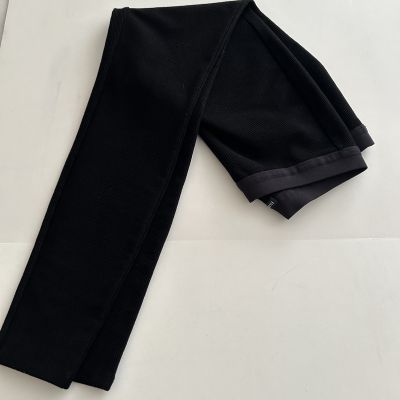 Eileen Fisher Thin Rib Leggings, Flat Elastic Waist, Black, Size M, Excellent